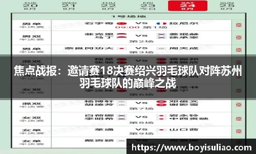 焦点战报：邀请赛18决赛绍兴羽毛球队对阵苏州羽毛球队的巅峰之战